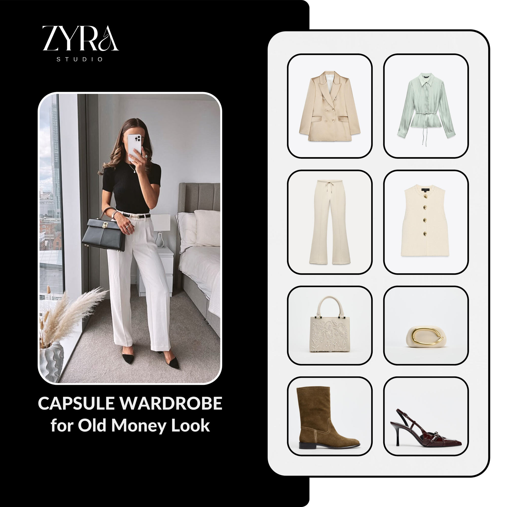 Old Money Capsule Wardrobe for Women – 80 Classic & Elegant Outfit Ideas for Timeless Style | Digital PDF Download